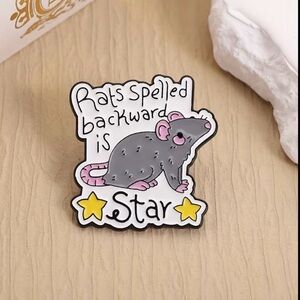 Cute Rat Enamel Pin - Gray and Pink
